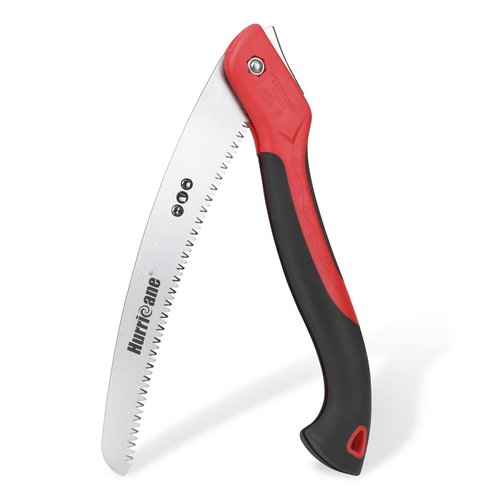 HURRICANE Folding Hand Saw, 10 Inch Pruning Saw, Hand Saw for Wood Cutting, Camping Tree Saw with SK5 Curved Blade, Triple-cut Razor Teeth, Outdoor Portable Saw for Tree Trimming, Gardening, Hiking
