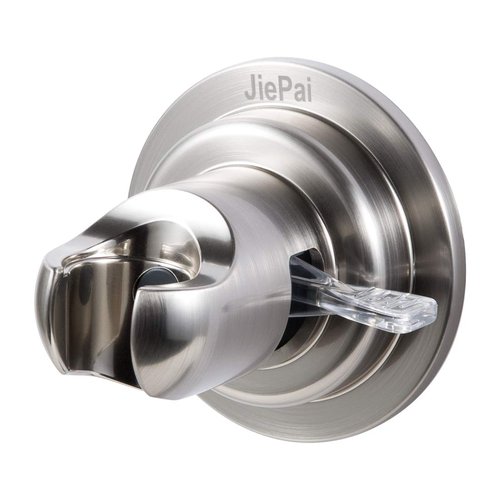 JiePai Suction Cup Shower Head Holder, Adhesive Suction Handheld Shower Head Holder Bracket,Removable Wall Mount Head Holder for Bathroom,Brushed Nickel