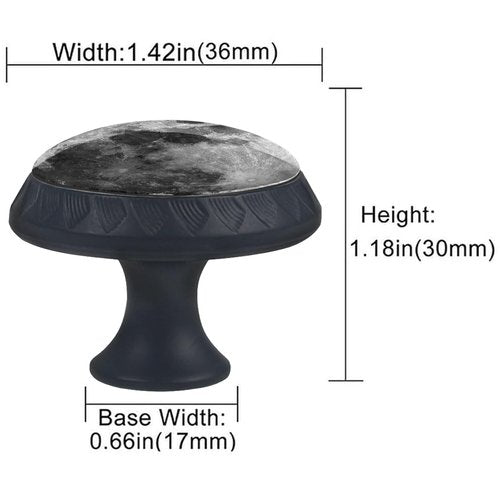 Artinhand 4 Pack Moon Kitchen Cabinet Knobs Round Drawer Pulls Black Dresser Cupboard Door Handles