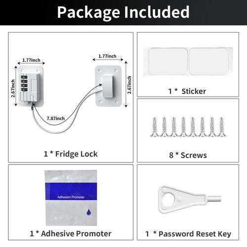 Ougourim Refrigerator Lock - Upgraded Combination Lock for Upright Freezer, Child Safety Lock for Cabinets, White