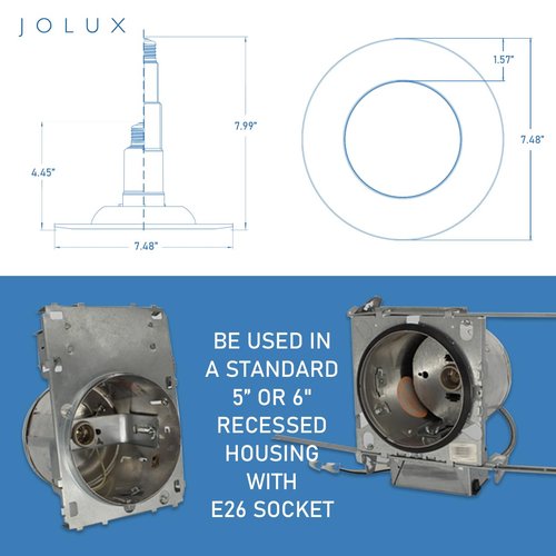 Jolux 4-Pack 5/6" LED Can Lights Retrofit Recessed Lighting,12W=60W,2700K SoftWhite,800 Lumens,Dimmable Adjustable Retrofit Downlight,ETL,Damp Rated,Simple Installation Can Lights,Bevel Trim