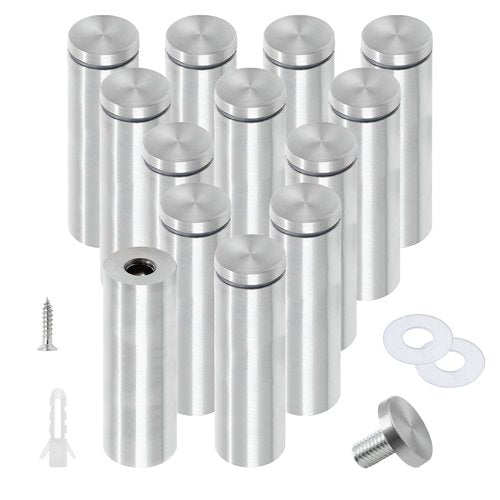 Luomorgo 12 Pcs 3/4" x 3.15" Stainless Steel Standoff Screws, Wall Sign Standoff Mounting Hardware Advertising Glass Standoff Nail for Hanging Acrylic Picture Frame, Silver