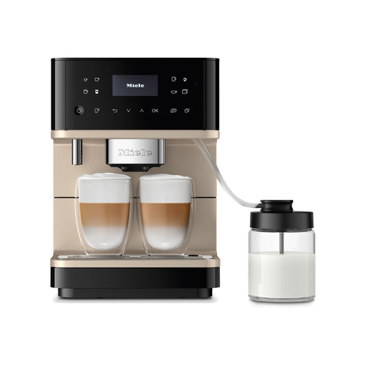 Miele CM 6360 MilkPerfection Automatic Coffee Machine - OneTouch for Two, AromaticSystem, 8 individual profiles, DoubleShot, WiFi-compatible, LED lighting, in Obsidian Black CleanSteel Metallic