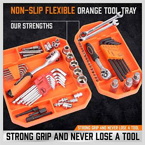 HORUSDY 3-Piece Parts Tray Set, Large Non-Slip Flexible Tool Tray | Tool Organizer Holder for Storage Organizer Screw, Bolts, Washers, Nuts and Small Tools | Tool Storage Gift for Men
