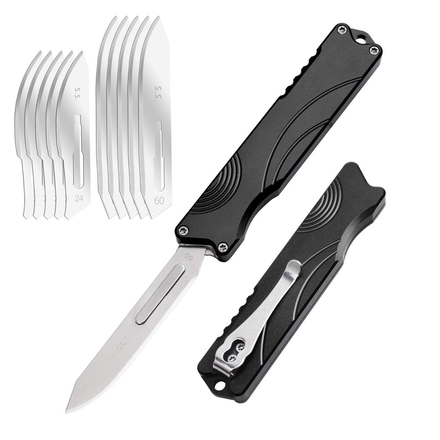 TGZUO Aluminum Alloy Pocket Knife, Utility Knife with Clip EDC Scalpel Knife, Box Cutter for Outdoor Huting, Camping, Fishing, Hiking