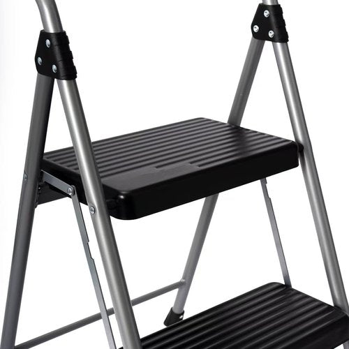 Foldable 2-Step Ladder,Steel Large Platform for Adults,Portable Small Folding Step Stool with Handle and Wide Anti-Slip Pedal,Safety Design for Home & Work & Indoor &Outdoor & Kitchen