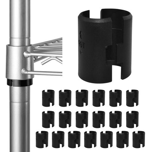 SDTC Tech 40 Pcs 1 Inch Wire Shelf Clips Plastic Metal Shelf Lock Clips Replacements for Post Shelving, Wire Shelving System (20 Pairs Black)