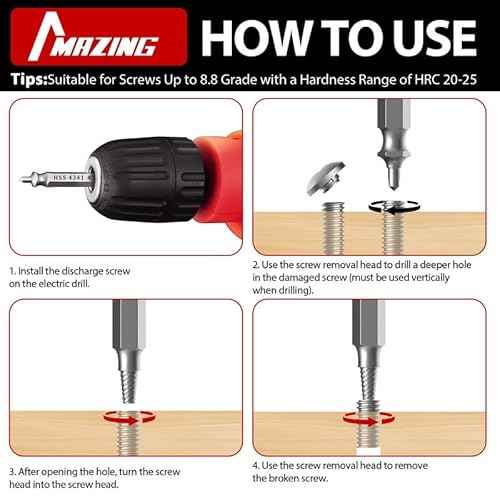 MAZING Damaged Screw Extractor Set, 6PCS Stripped Screw Grab Kit, Easy Removal of Rusty & Broken Screw, Hardware Gifts for Men Easy Out Remover and Extractor, Broken Stripped A Screw Extractor