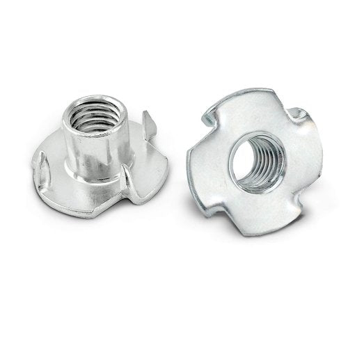 Stainless Steel T-Nuts, 1/4"-20 Inch, (25 Pack), Anti Corrosion Threaded Insert, Choose Size/Quantity, by Bolt Dropper, Pronged Tee Nut. (1/4"-20 x 7/16")