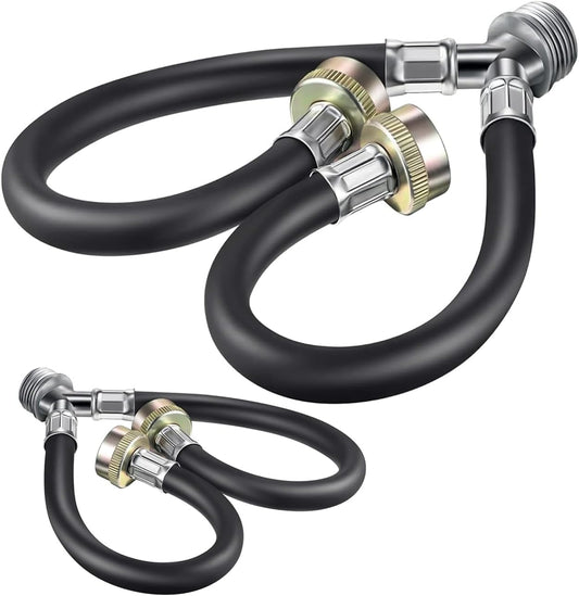 Hot Cold Washer Hose Rubber Y Mixer Plumbing Connector Burst Proof Water Line Hoses For All Washing Machine and Dryer, 3/4" Fittings, 1 FT Length