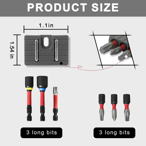 Naerza Magnetic Bit Holder,Drill Bit Holder with 6 Magnetic Holes- Easy Installation,High-Durability Compatible with Milwaukee DeWalt，Ridgid，Makita，Bosch, Ryobi, and major brands- 2Pcs