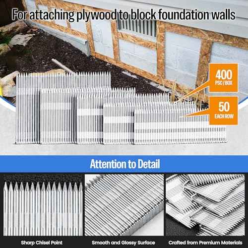 meite 14 Gauge Concrete Nails 400PCS 1-3/4" Length Galvanized T Nails for Concrete Nailer, Rust-Proof Glue-Collated T-Nail for Pneumatic Nail Gun Furring Strips/Subflooring/Outdoors