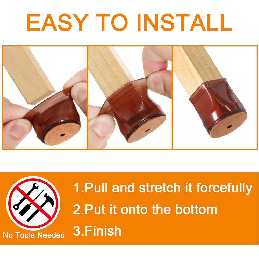 24 Pcs Chair Leg Floor Protectors for Hardwood Floors Silicone Covers to Protect Wood Tile Floors Felt Bottom Furniture Leg Caps Anti-Scratch Reduce Noise (Fit:1.3"-2")