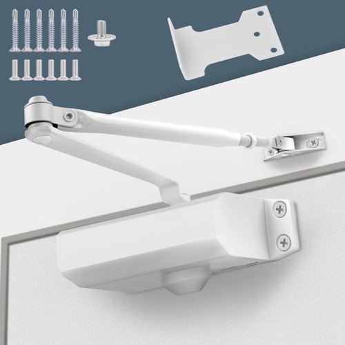 White Automatic Door Closer for Home with Hold Open, Heavy Duty Adjustable Hydraulic Door Soft Closers Residential, Auto Closing Door Mechanism Without Noise, Bear The Door Weight 55~99lb