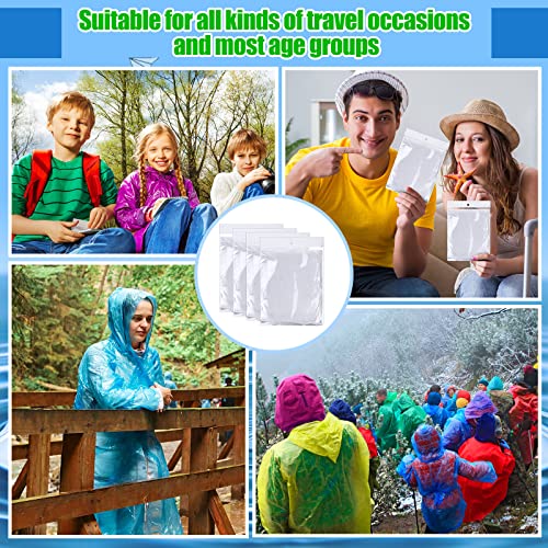Handepo 100 Pack White Disposable Rain Ponchos with Hood for Adults