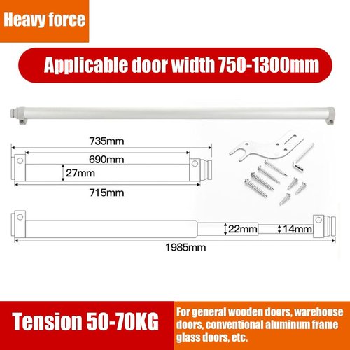 Self-Closing Sliding Patio Door Closer, Quiet Damping Buffering, Adjustable Sliding Speed, Sliding Door Closers, for Door Widths from 29.5 to 51"