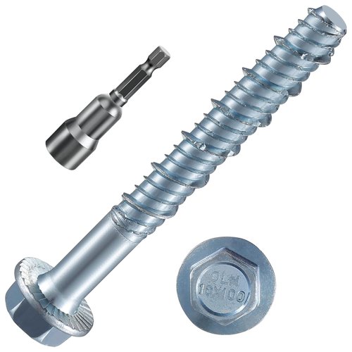 Wensilon 1/2" x 4" Zinc Plated Large Diameter Concrete Screw for Anchoring to Masonry, Brick or Block (30pcs)