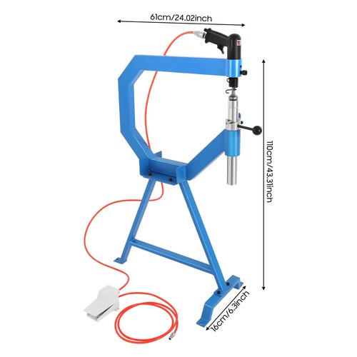 Pneumatic Planishing Hammer, Air Powered 875-1350RPM 1 "2 "3 "Anvil Size 4” Planishing Hammer Bending Machine Throat Sheet Metal Shaping Machine for Industrial Metal