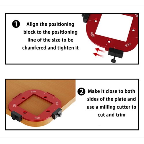 Upgrade Fillet and Arc Cutter for Woodworking, 8-in-1 Router Templates for Woodworking(R10–R50), Trimmer Cutting R Angle Arc Template, Fits Trim Table & Handheld Routers, Aluminum Alloy (M+L)
