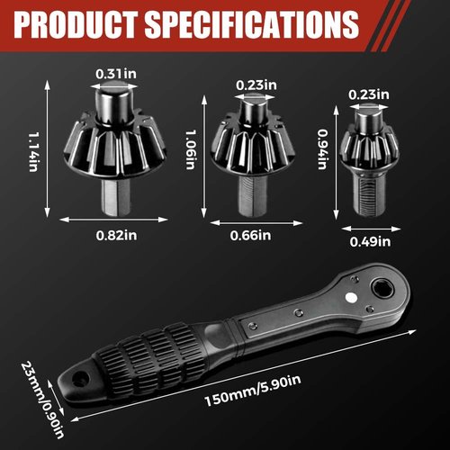 2 In 1 Drill Chuck Ratchet Spanner, 2025 New Drill Chuck Ratchet Wrench With 3 Interchangeable Magnetic Heads and Non-slip Handle, Compatible with Most Electric Drills and Power Tools (1 pcs)