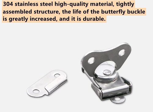 wan 304 Stainless Steel Spring Loaded Small Butterfly Twist Latch, Stainless Steel Twist Latch,Butterfly Lock with Retainer,for Suitcases,Wooden Box,Instruments, Equipment Boxes(4Pcs)