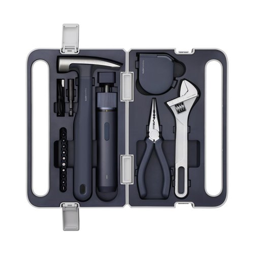 HOTO 18-Piece Tool Kit, Electric Screwdriver w/LED, 3 Torque, 10 Bits, Basic Home Tool Kit - Compact & Portable w/Hidden Buckle, Home Repair Set for DIY Projects/Repairs/Assembling