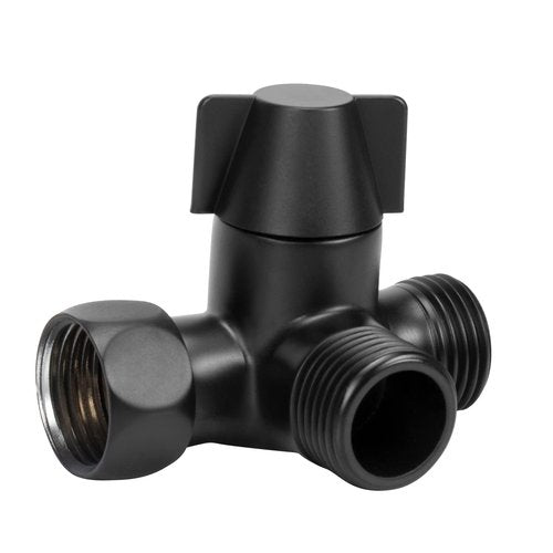 NearMoon Solid Brass G1/2" Shower Arm, 3-Way Diverter Valve for Handheld and Fixed Spray Head, Bathroom Component for Showerhead Combo T-Adapter (Movable Nut, Matte Black)