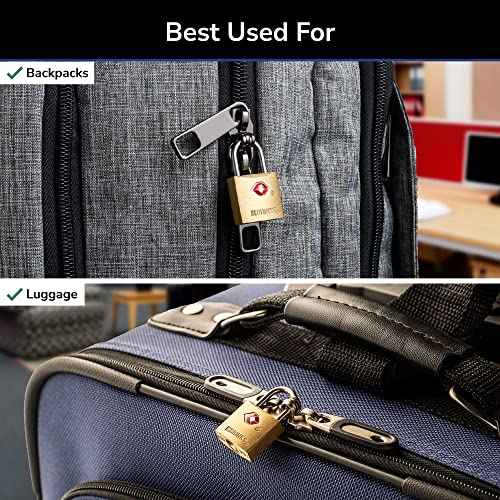 BRINKS TSA Approved Padlock, 22mm Solid Brass, Chrome-Plated with Hardened Steel Shackle, TSA Locks for Luggage, 2- Pack