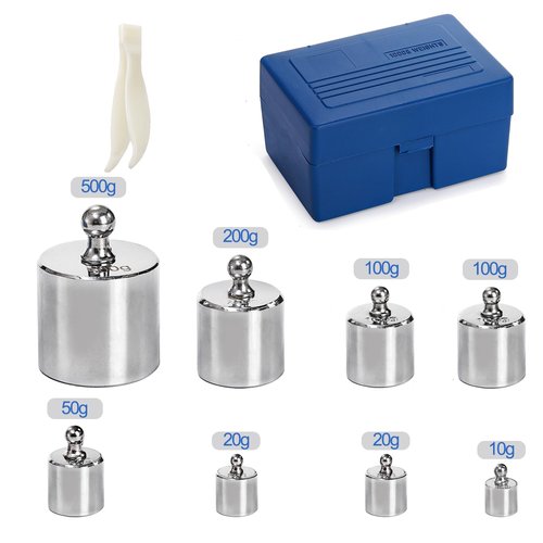 Bekith 8PCS 1000g Calibration Weights, Gram Precision Steel Scale Calibration Weight Kit Set 10g 20g 50g 100g 200g 500g, Calibration Weight with Tweezers for Digital Scale Balance, Lab Scale