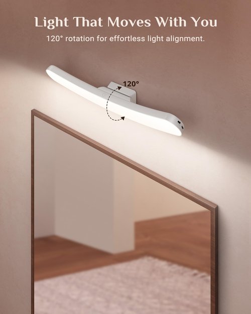 enclize Vanity Lights for Mirror, Rechargeable Wireless LED Makeup Light Bar, 3 Color Temperatures & Stepless Dimming, Stick On for Vanity Desk, Bedroom, Bathroom