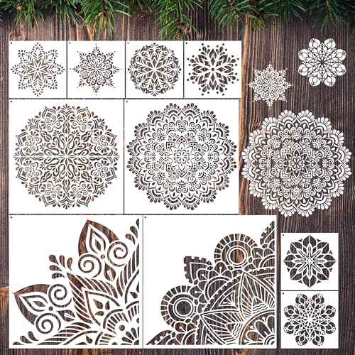 Mandala Stencils for Crafts Reusable - 10 Pcs Bohoemian Mindfulness Large Stencils for Painting on Wall Home Decor Furniture