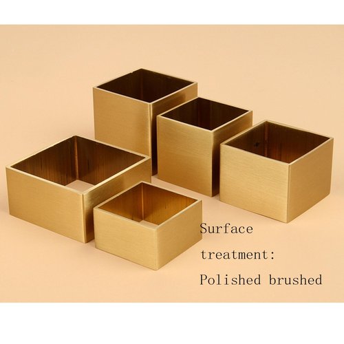 ZMTGLTG Square Brass Leg Caps - Furniture Feet Protectors for Wooden Chairs, Tables to Protect Floors from Scratches, Reduce Noise(4 Pack)(55 * 55 * 25mm)