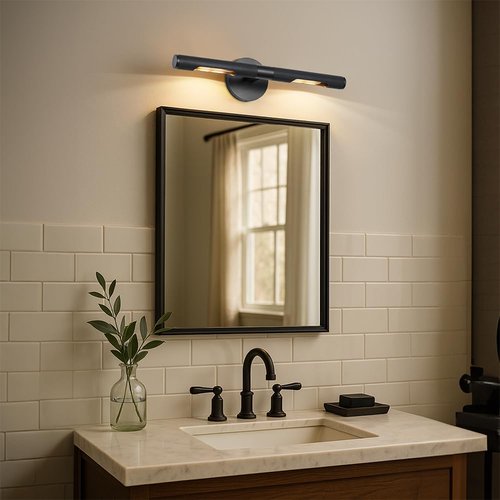 HUANXISHA 19" L Picture Light,Vanity Bathroom Light Rotatable 360° Wall Sconce Lights for Pictures Art Gallery Painting Frame,2-Light Include Bulb,Dimmable,Black