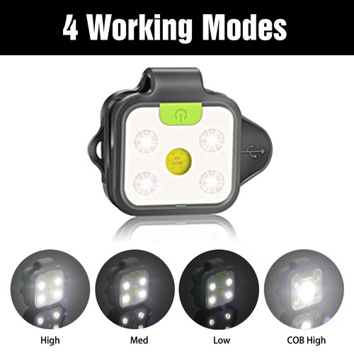 HOKOILN 2 Pack Running Lights for Runners, Rechargeable 4 Modes Clip on Flashlight, LED Night Safety-Light for Running, Walking, Jogging, Camping, Hiking (Black)