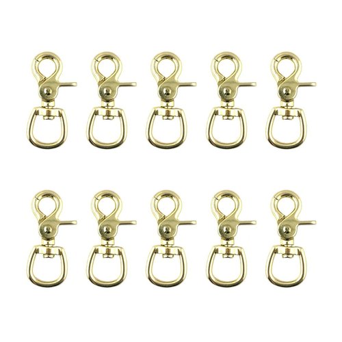 Heavy Duty Oval Eye Swivel Trigger Scissor Snap Nickel Plated 19 mm Round Eye Clip Hooks Durable for Equine Horse Stable Reins Halter Leads Marine Nickel Plated Oval Eye Gold (2)