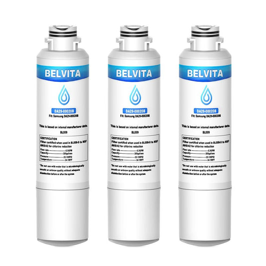 BELVITA Refrigerator Water Filter, Compatible with DA29-00020A/B, DA29-00020B-1，HAF-CIN/EXP, RF28HFEDBSR, RF263BEAESR, RF263TEAESG, RF28HDEDBSR, HAF-CIN, RF4287HARS,RF4267HARS, 3 Pack