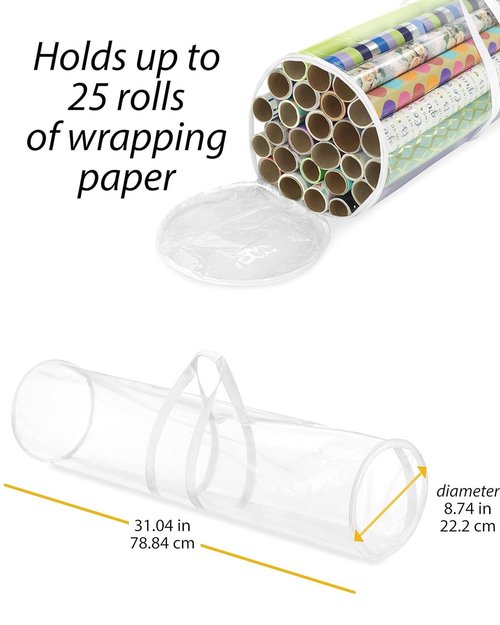 1 PCS Transparent Collapsible Storage Bag for Wrapping Paper Rolls, A Convenient and Durable Storage Solution for Wrapping Supplies, Perfect for Accessories and Craft Projects