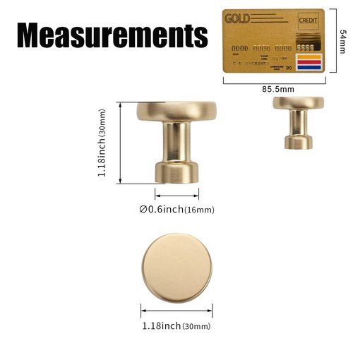 Amerdeco 10 Pack Brushed Brass Kitchen Cabinet Knobs Single Hole Cabinet Pulls Round Gold Drawer Knobs Dresser Knobs and Pulls for Bathroom Cabinets…