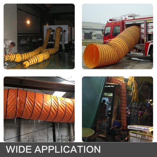 PVC Flexible Duct Hose, HVAC Duct Hosing Flame Retardant for 8in Ventilator Utility Blower Fan with Adjustable Rope and D-Ring, Easy Storage (8inx16ft)