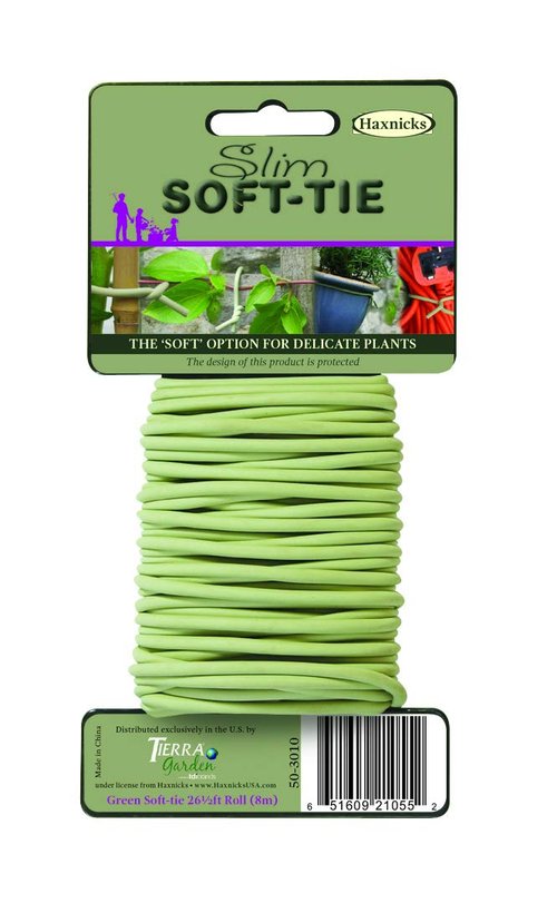 Tierra Garden 50-3010 Haxnicks Slim Soft Tie for Plants & Trees, 26.3', Green, 26.5