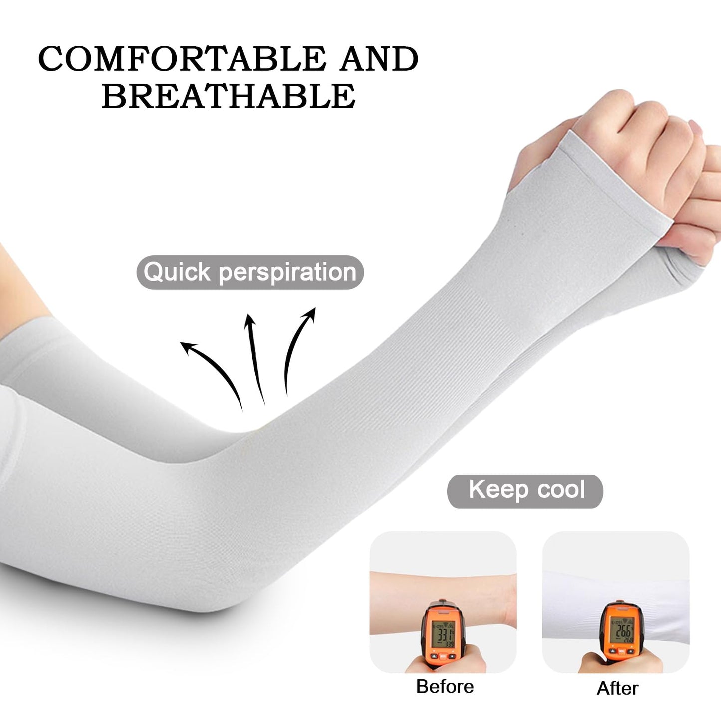 Medsuo 3 Pairs Comfy Arm Sleeves with Thumb Hole Protection Cooling Arm Sleeves 3 Colors Compression Long Women Summer Sun Arm Cover Sleeves Tattoo Cover for Sports Workouts Cycling Driving