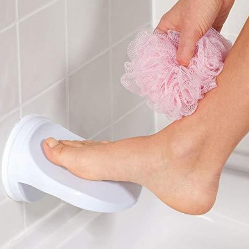 Freshystep Shower Step, Portable Shower Step with Powerful Suction Cup and No Drill Design for Shaving Legs, Shower Foot Rest for Toilet Use, Adjustable Bathroom Pedal for All Ages