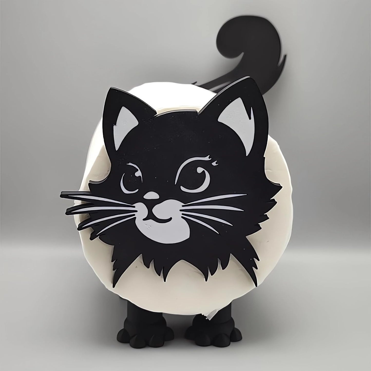 Cat Toilet Paper Holder 2025 New Funny Toilet Roll Holder Free Standing Bathroom Set Cute 3D Printed Black Cat Roll Holder Farmhouse Bathroom Decor and Accessories (1 PC)