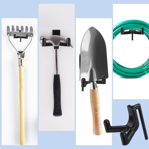 Geelin 8 Pcs Tool Hooks Compatible with Plastic Shed Hanger Wall Organization and Purpose Shed Storage Accessories Hanger and Storage Garage Wall Organization Accessories for Saving Space