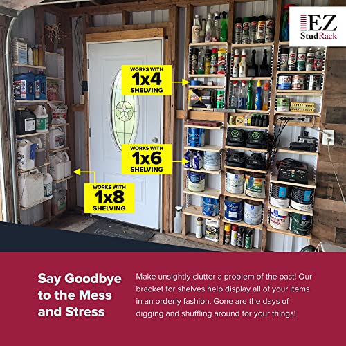 White EZStudRack Adjustable Shelf Brackets 8-Pack - Custom-Fit Wall Shelving