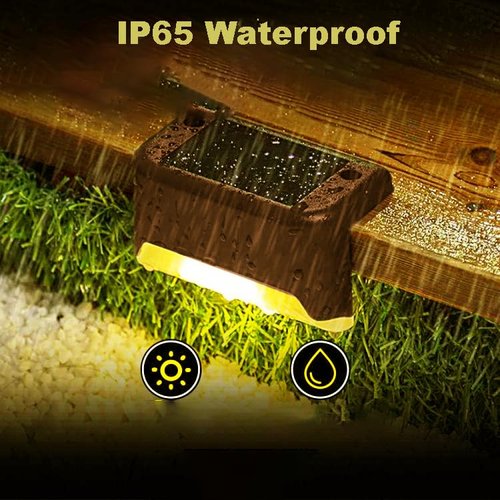 Solar Deck Lights Outdoor 4 Pack - Solar Step Lights, Waterproof Led for Yard, Patio & Stairs (Warm White)