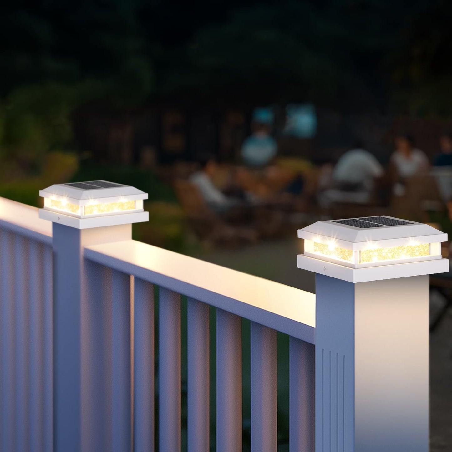 Brightever 4x4 Solar Post Cap Lights Outdoor, Waterproof Solar Powered Fence Post Lights for 5x5 Vinyl/Wooden, White Outside 16LEDs Warm/Cool Lighting Deck Light for Garden, Patio, Porch, 12-Pack