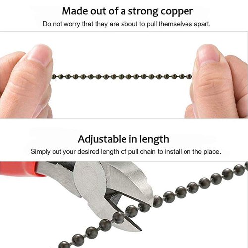 Dotlite Copper Ceiling Fan Pull Chain Set, Decorative Totem Fan Pull Chain Pendant Extension, 12 Inches Lighting & Fan Beaded Ball Chain Extender Ornament with Connector, Moon and Sun (2Pack)