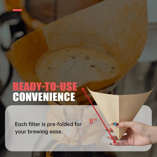 Brew Choice 200ct Pre-folded Unbleached Cone Coffee Filters, Upgraded 30% Natural Thicker Paper for Pure Taste, Compatible with CHEMEX Pour-Over Coffee Makers