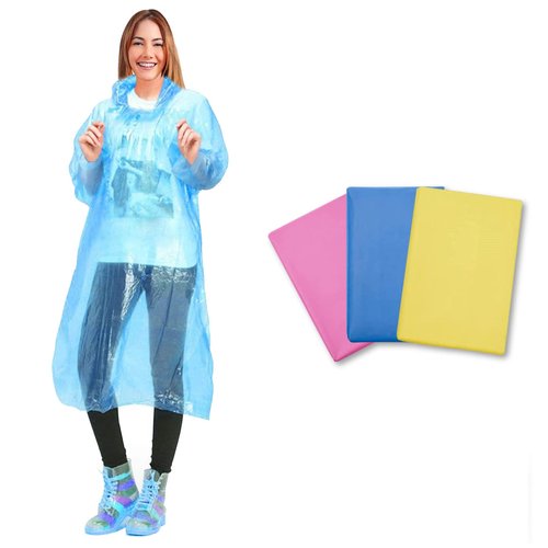 Eilin 10 Pack Disposable Emergency Ponchos Waterproof Plastic Raincoat Suitable for Camping Hiking Traveling Outdoor Sports Amusement Park Drifting Lightweight Rain Ponchos With Hood, Black